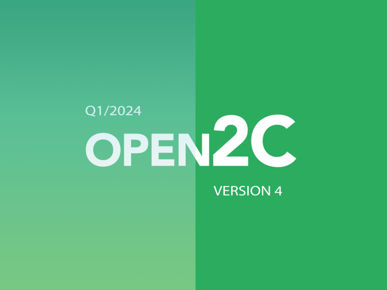 Logo Open2C mit Hinweis Erscheinungsdatum im 1. Quartal 2024